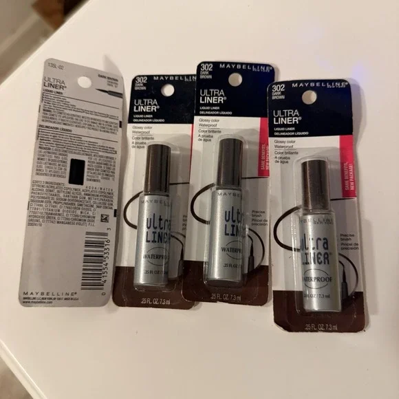 4 X Pack Maybelline Ultra Liner Waterproof Liquid Eye Liner Dark Brown 302 NIP - Picture 2 of 2